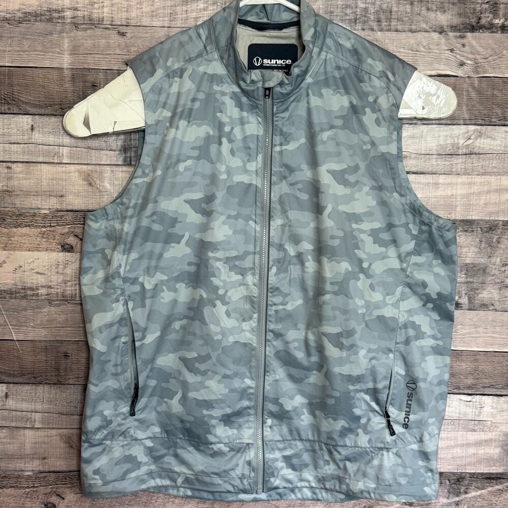 Sunice Kobe Zephal Elite Waterproof Vest Mens XL Camo Full Zip Golf Performance